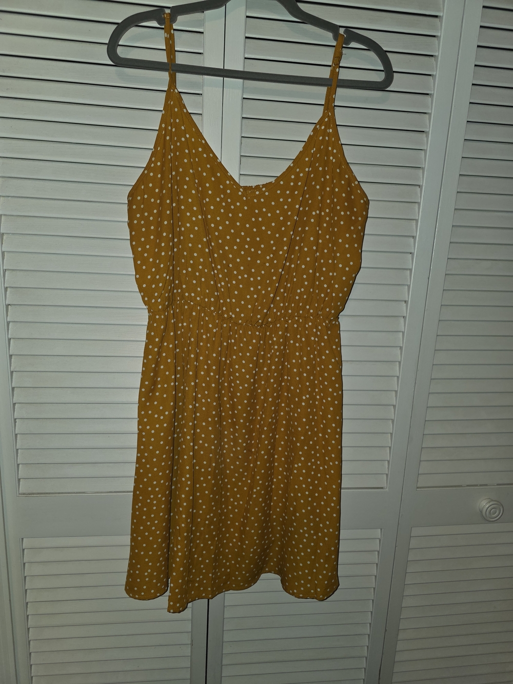 Mustard Polka Dot Spaghetti Strap Dress